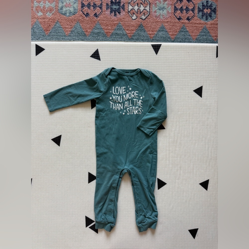 Cat & Jack|Baby gender neutral long sleeve jumpsuit in teal,cute graphic design•
